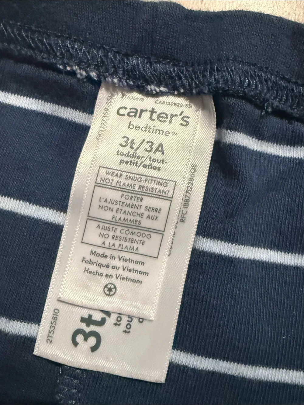 Carter’s Boys 3T 3 Piece Cotton Pajama Set Tools Striped Long Sleeve PJs